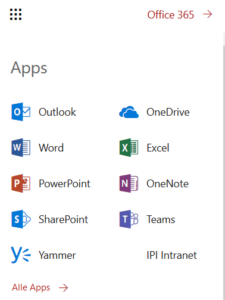 Der App Launcher in Office 365