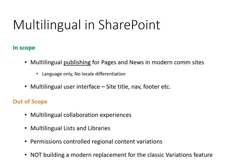 Aktuelle Planungen von Microsoft bezüglich der Mehrsprachigkeit bei SharePoint Modern