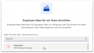 Im Anschluss wählt man ein Team oder einen Kanal aus, dem man die App hinzufügen möchte.