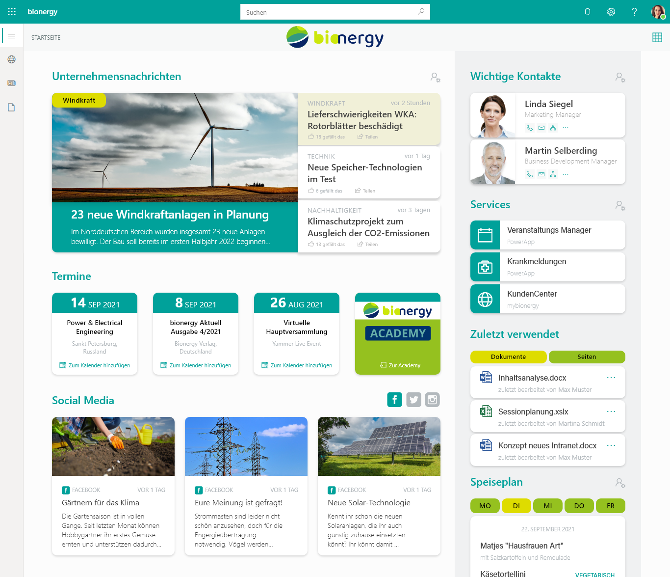 bionergy - Integration Startseite