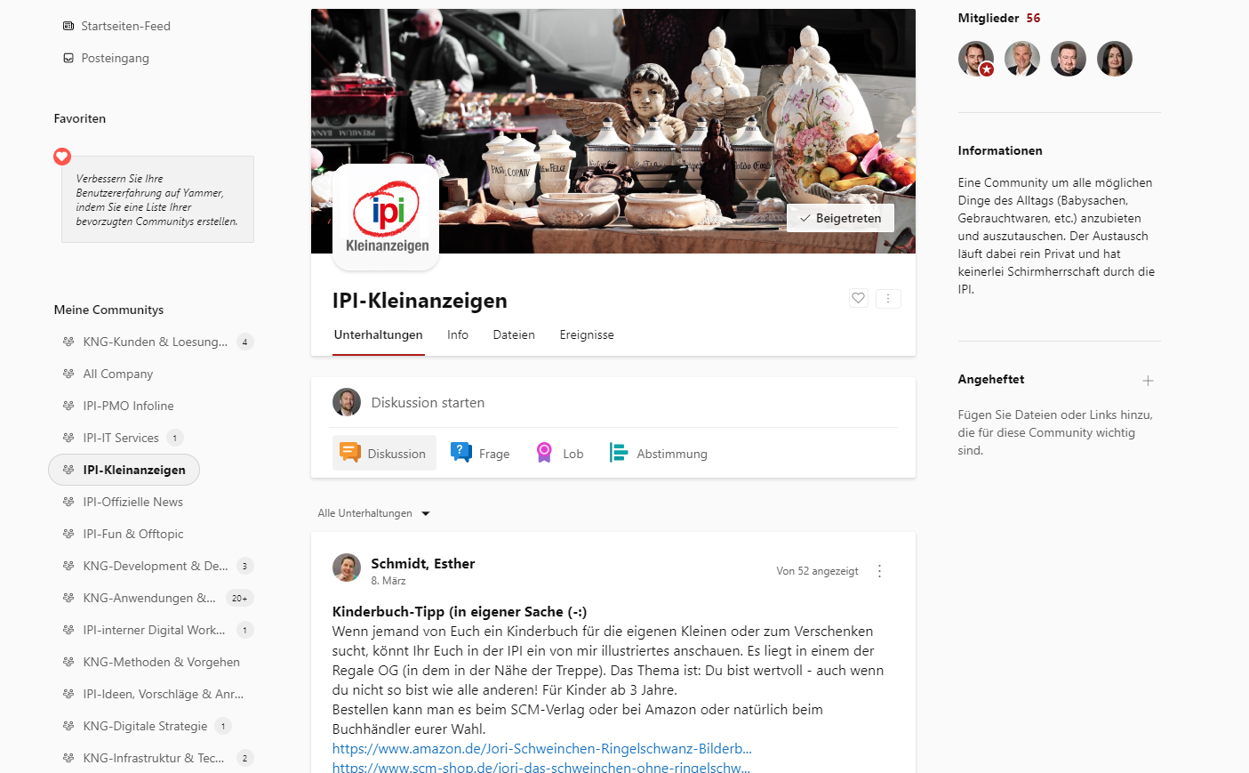 Kleinanzeigen in Yammer