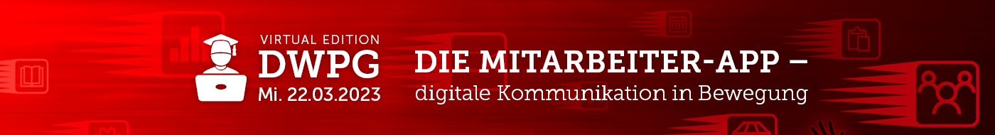 Banner: Die Mitarbeiter-App – digitale Kommunikation in Bewegung 