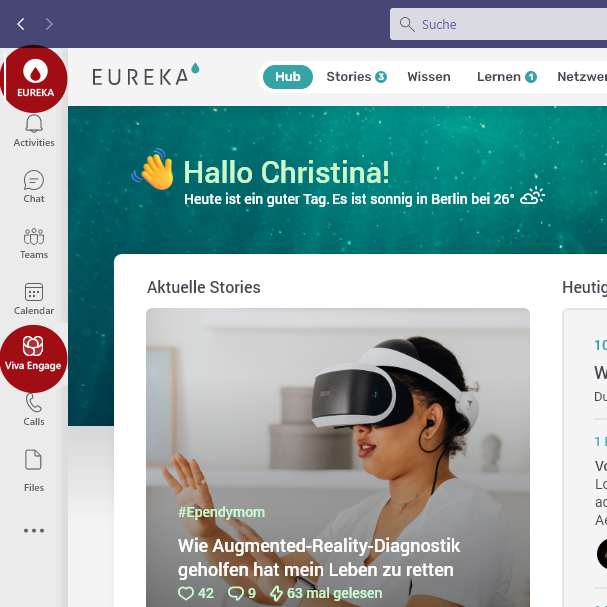 SharePoint Intranet und Viva Engage direkt in Microsoft Teams integriert - perfekt für die interne Krisenkommunikation
