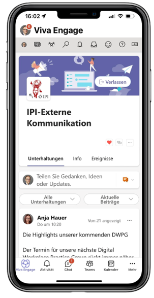 Viva Engage als App in Microsoft Teams integriert