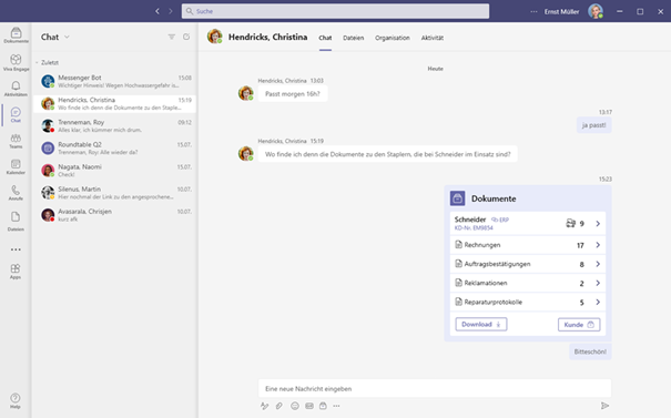 Message Extension Teams Chat_Dokumentenmanagement
