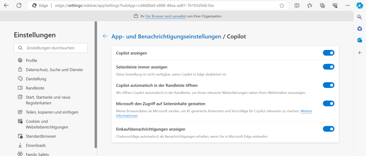 Bing Chat Enterprise Einstellung Datenfreigabe