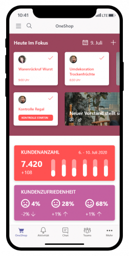 OneShop Mobile Ansicht